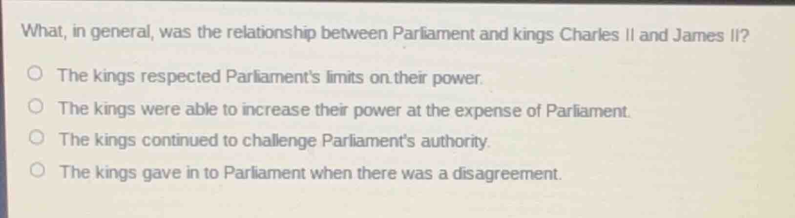what, in general, was the relationship between parliament and kings cha…