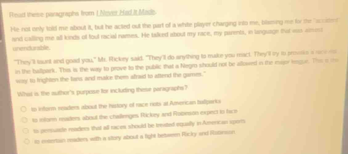 read these paragraphs from i never had it made. he not only told me abo…