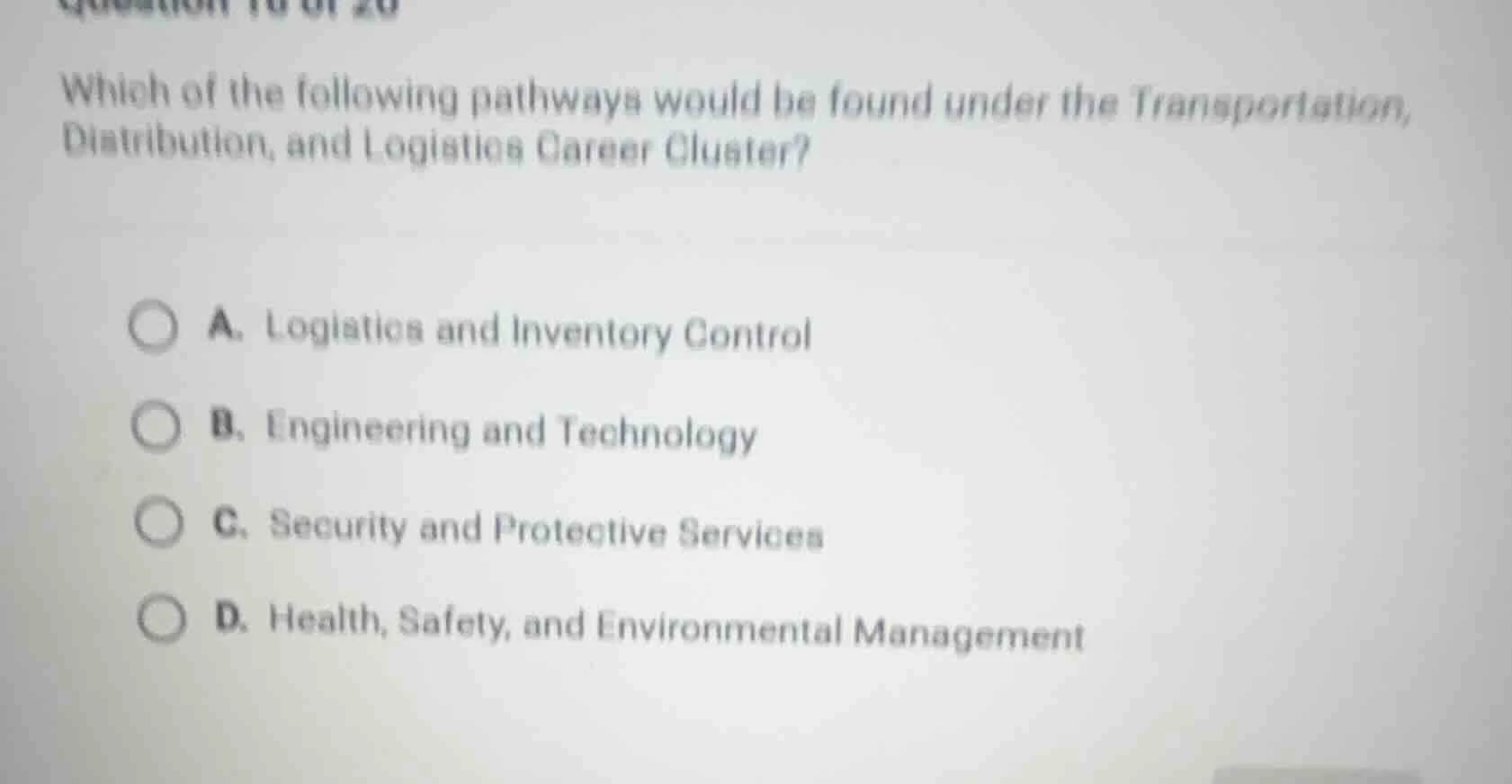 which of the following pathways would be found under the transportation…