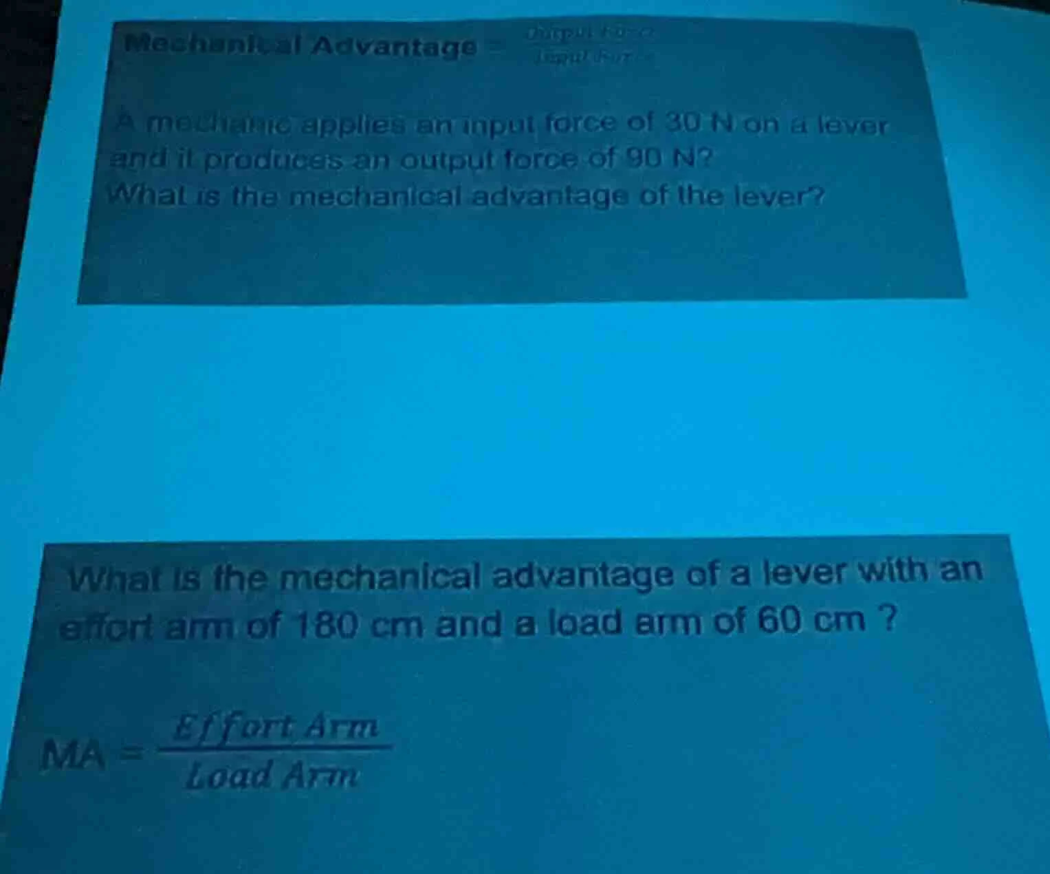 mechanical advantage = output force / input force a mechanic applies an…
