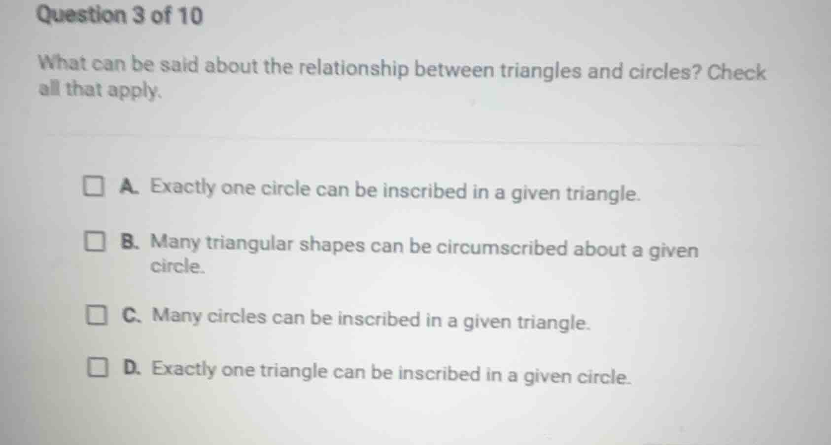question 3 of 10 what can be said about the relationship between triang…