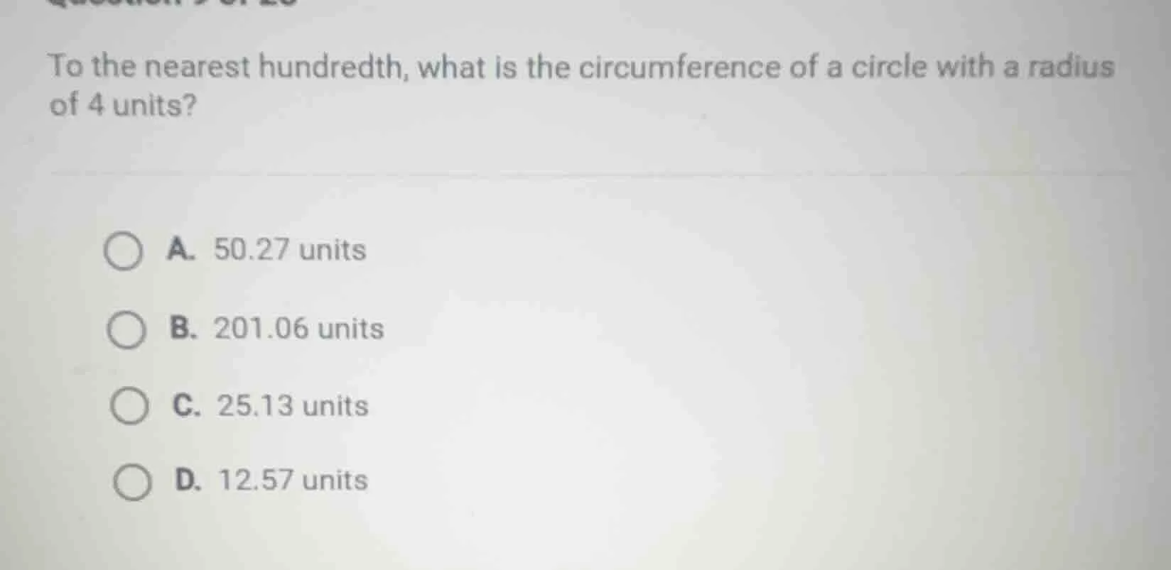 to the nearest hundredth, what is the circumference of a circle with a …