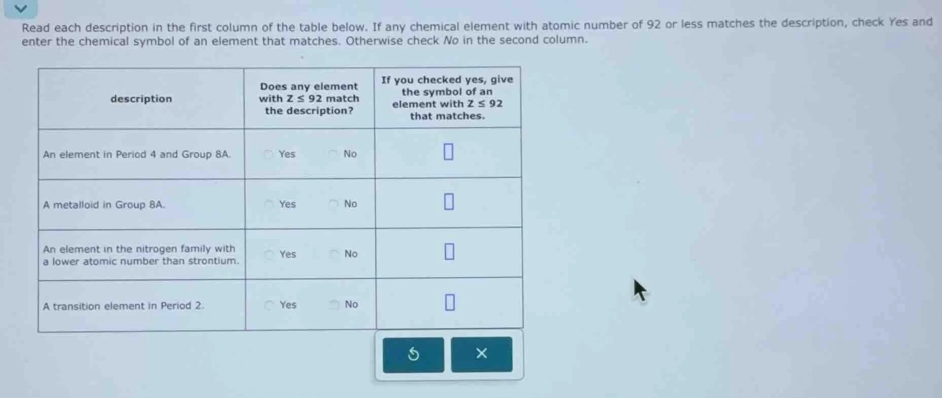 read each description in the first column of the table below. if any ch…