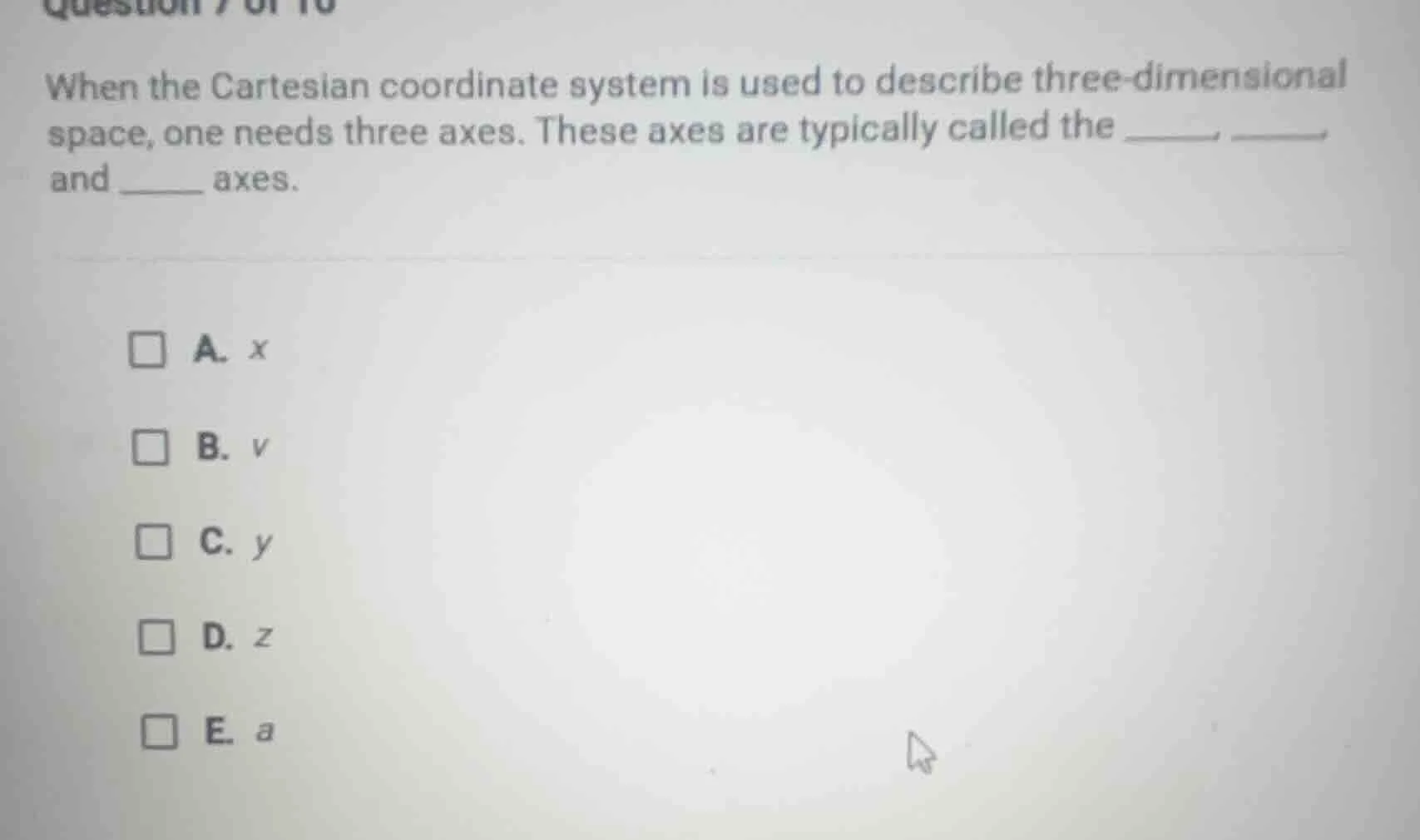 when the cartesian coordinate system is used to describe three - dimens…