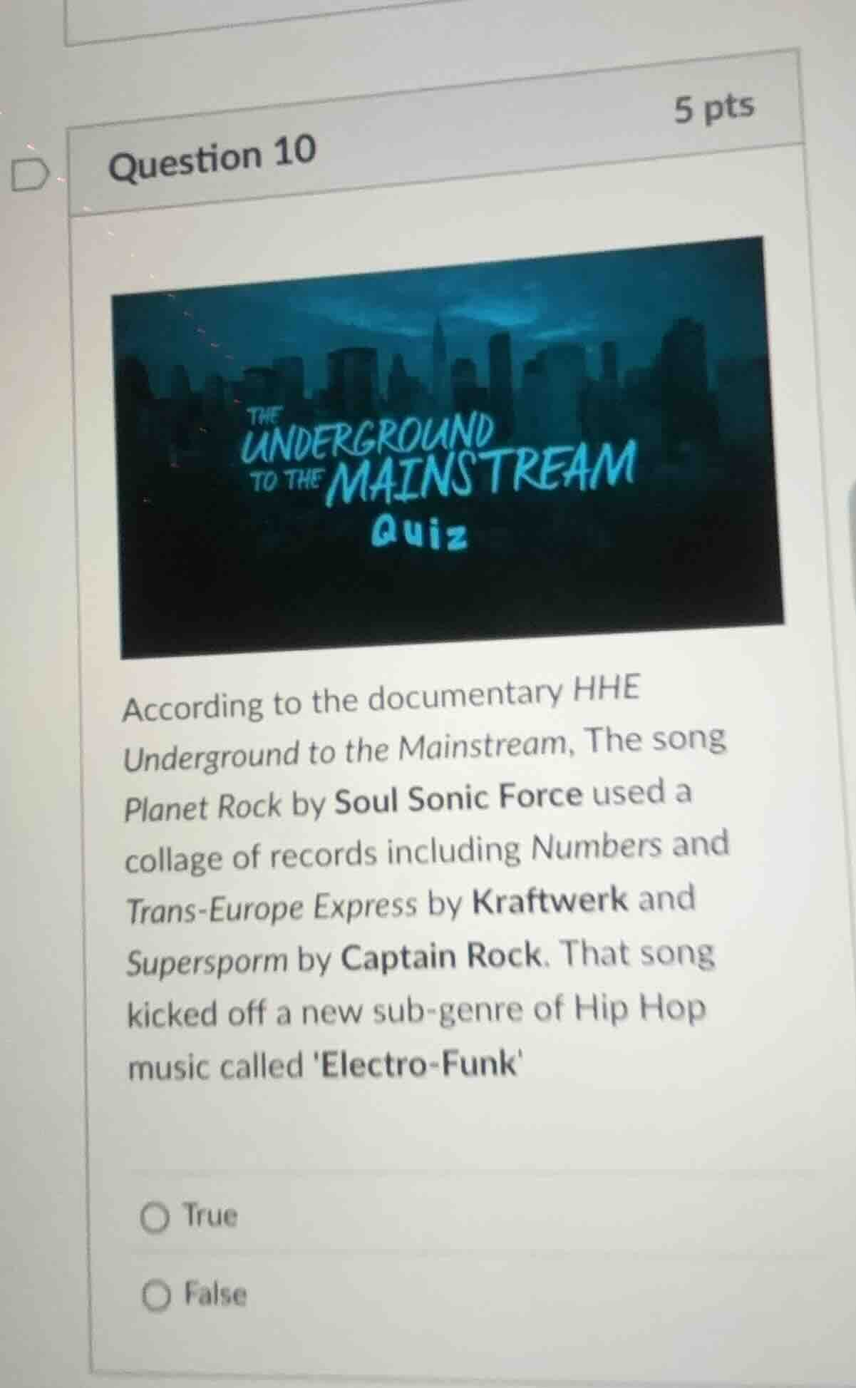 question 10 5 pts according to the documentary hhe underground to the m…