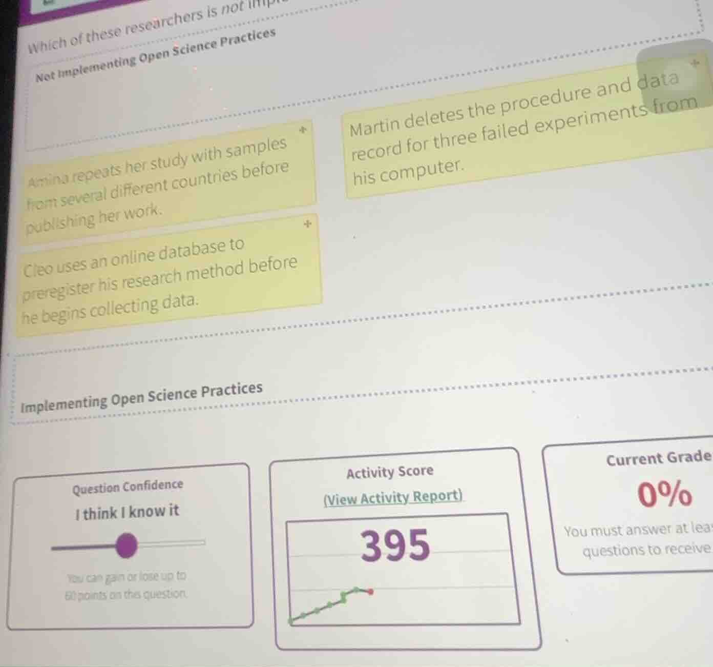which of these researchers is not imp not implementing open science pra…