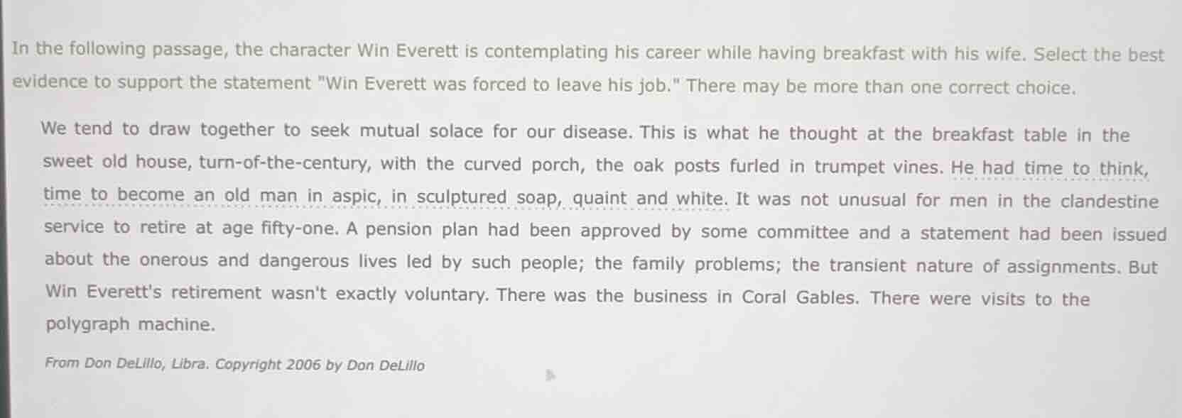 in the following passage, the character win everett is contemplating hi…