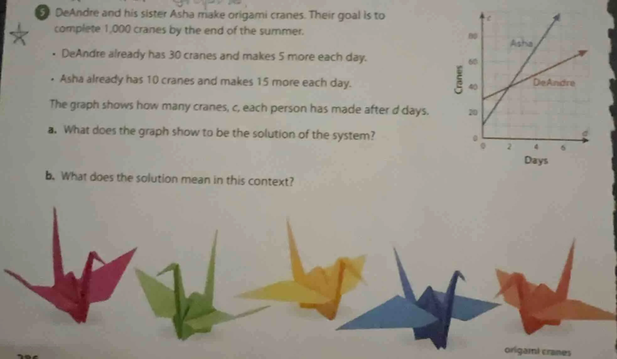 5 deandre and his sister asha make origami cranes. their goal is to com…