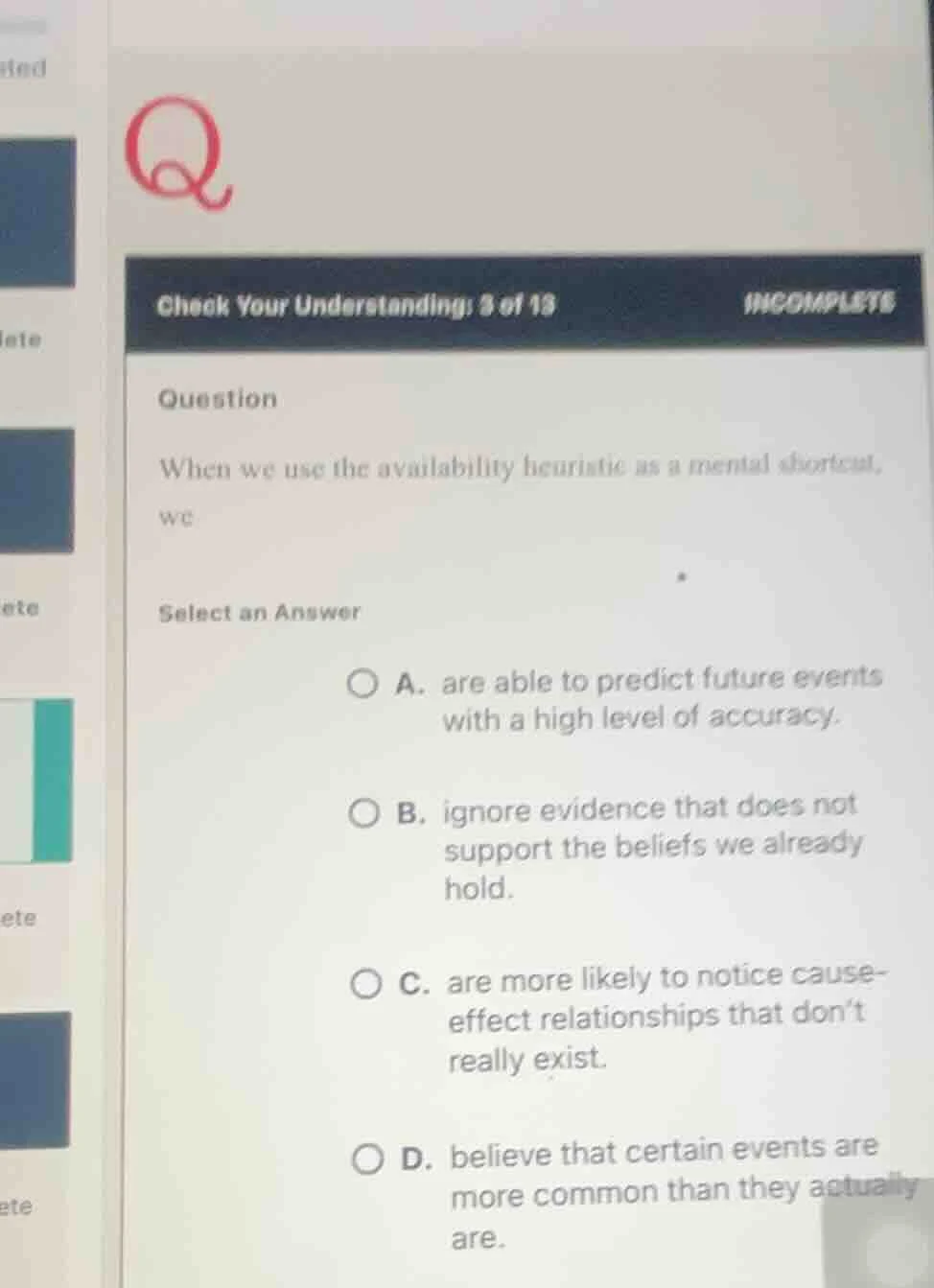 check your understanding: 3 of 13 incomplete question when we use the a…