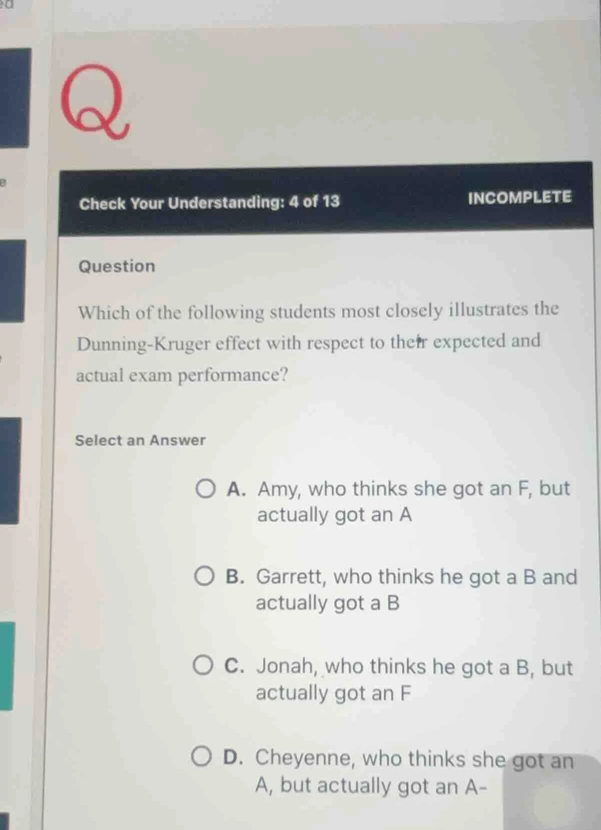 check your understanding: 4 of 13 incomplete question which of the foll…