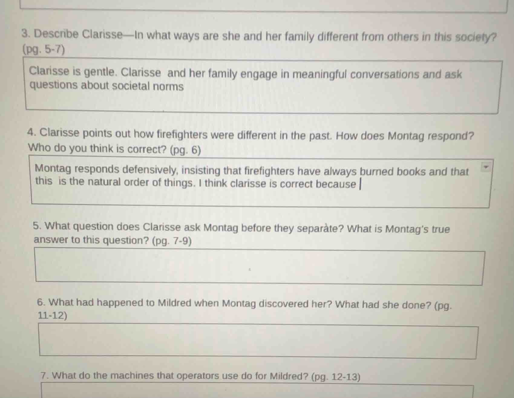 3. describe clarisse—in what ways are she and her family different from…