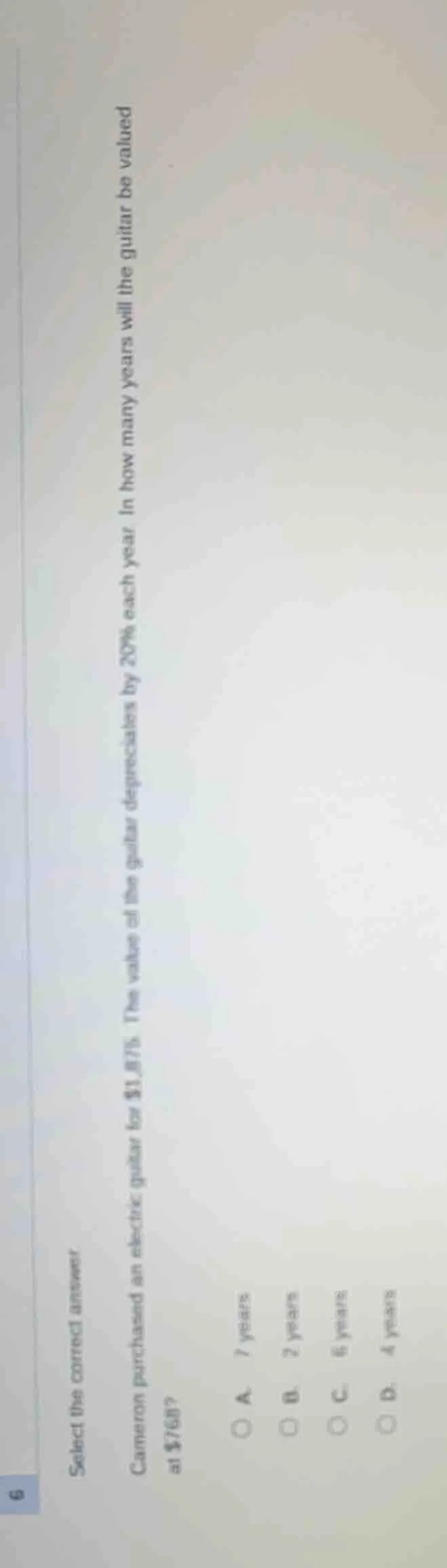 select the correct answer. cameron purchased an electric guitar for $1,…