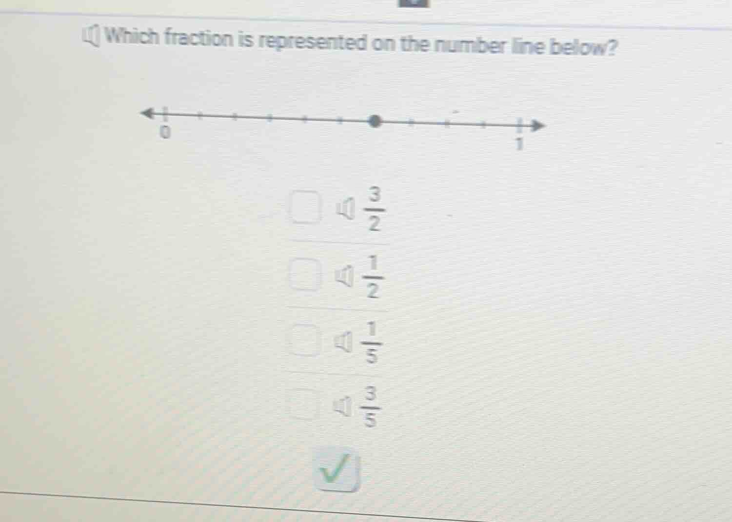 which fraction is represented on the number line below? options: $\frac…