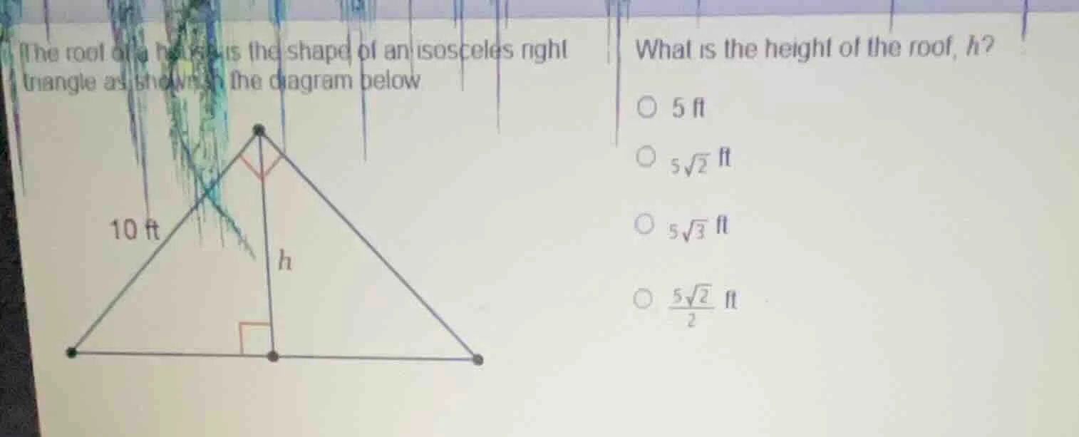 the roof of a house is the shape of an isosceles right triangle as show…