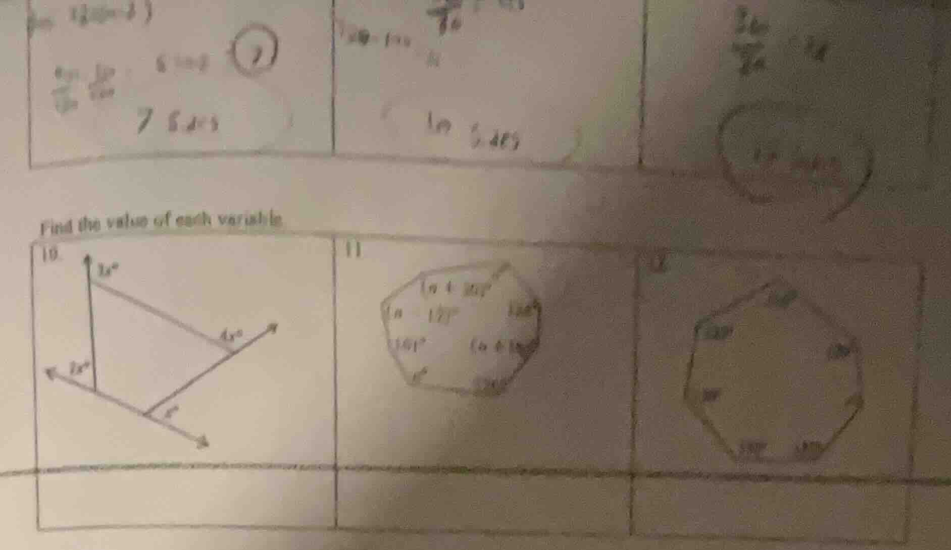 find the value of each variable 10. 11