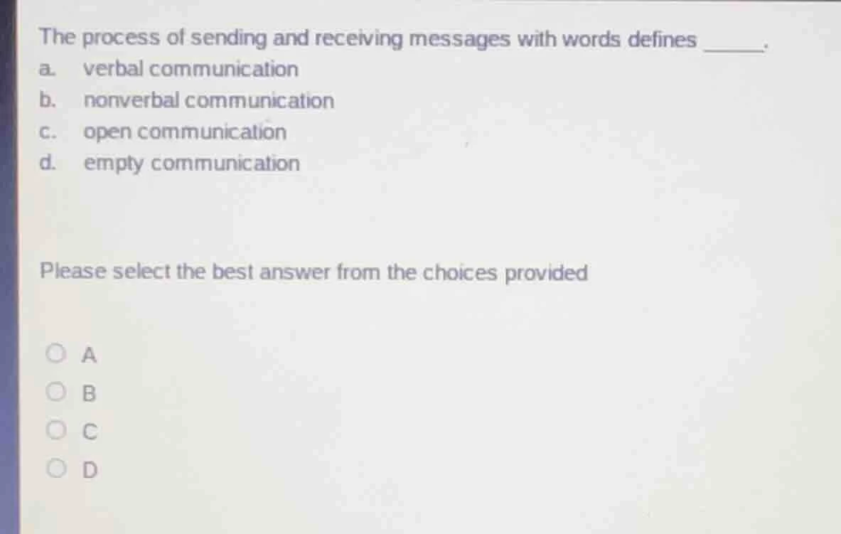 the process of sending and receiving messages with words defines ______…