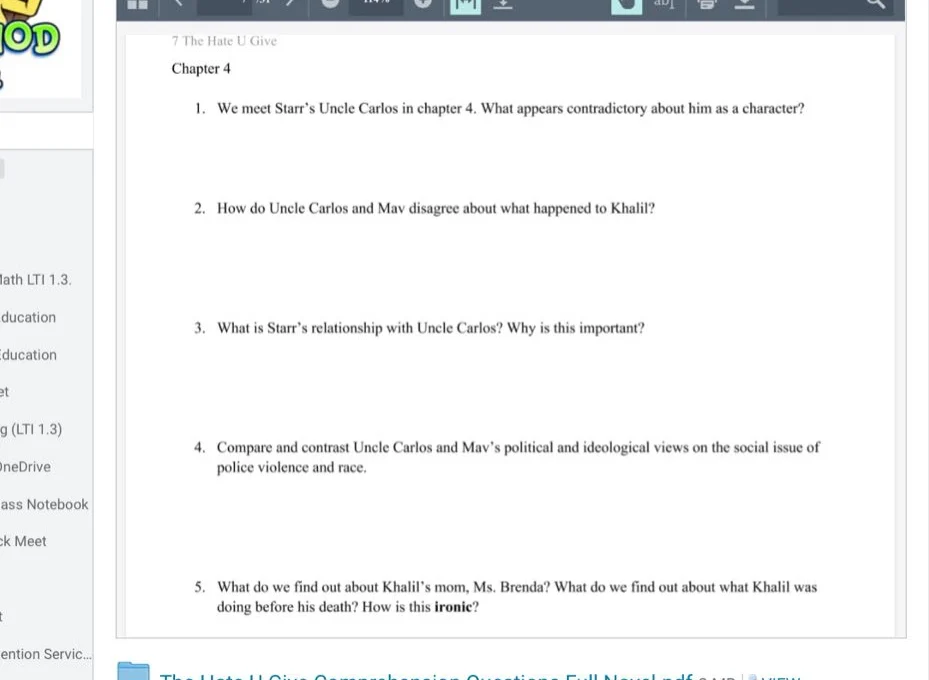 7 the hate u give chapter 4 1. we meet starr’s uncle carlos in chapter …