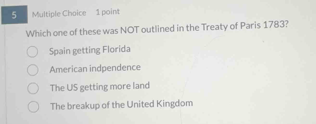 5 multiple choice 1 point which one of these was not outlined in the tr…