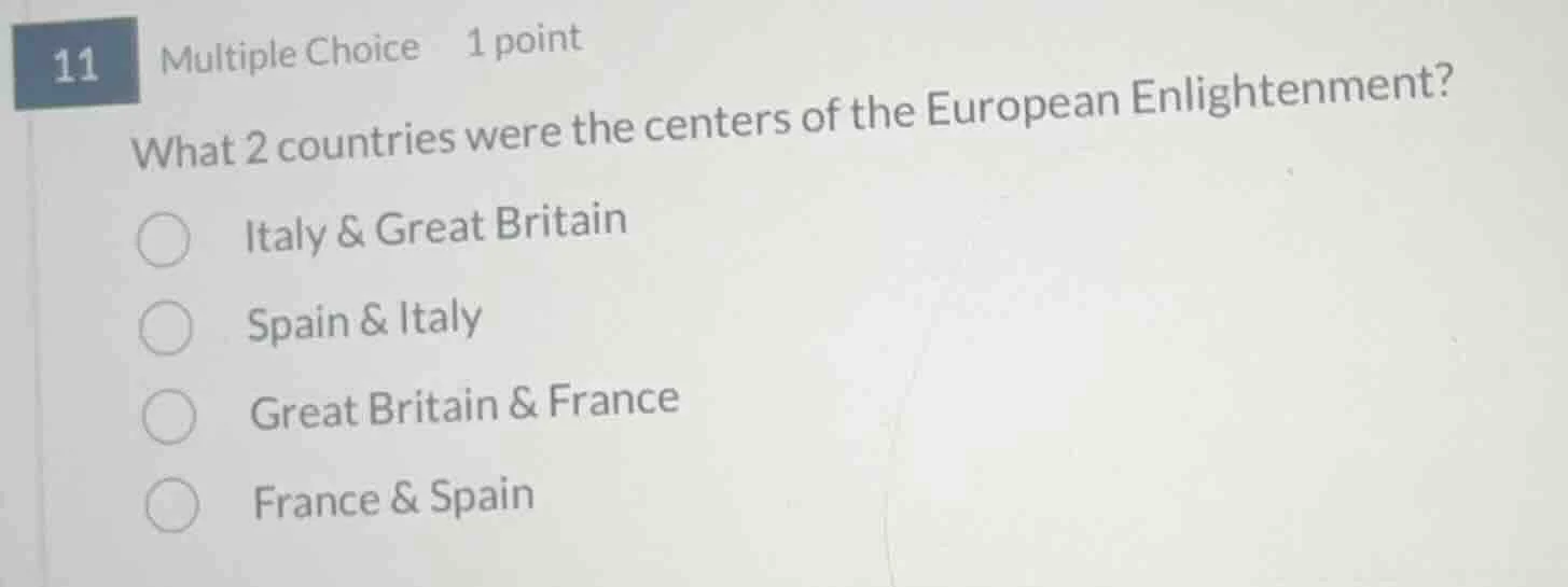 11 multiple choice 1 point what 2 countries were the centers of the eur…