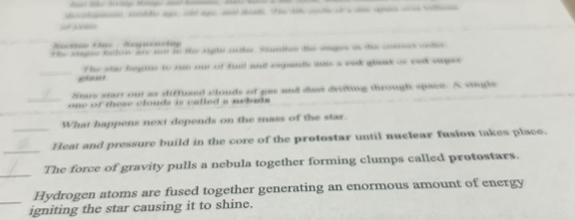 section has: sequencing the steps below are not in the right order. slu…
