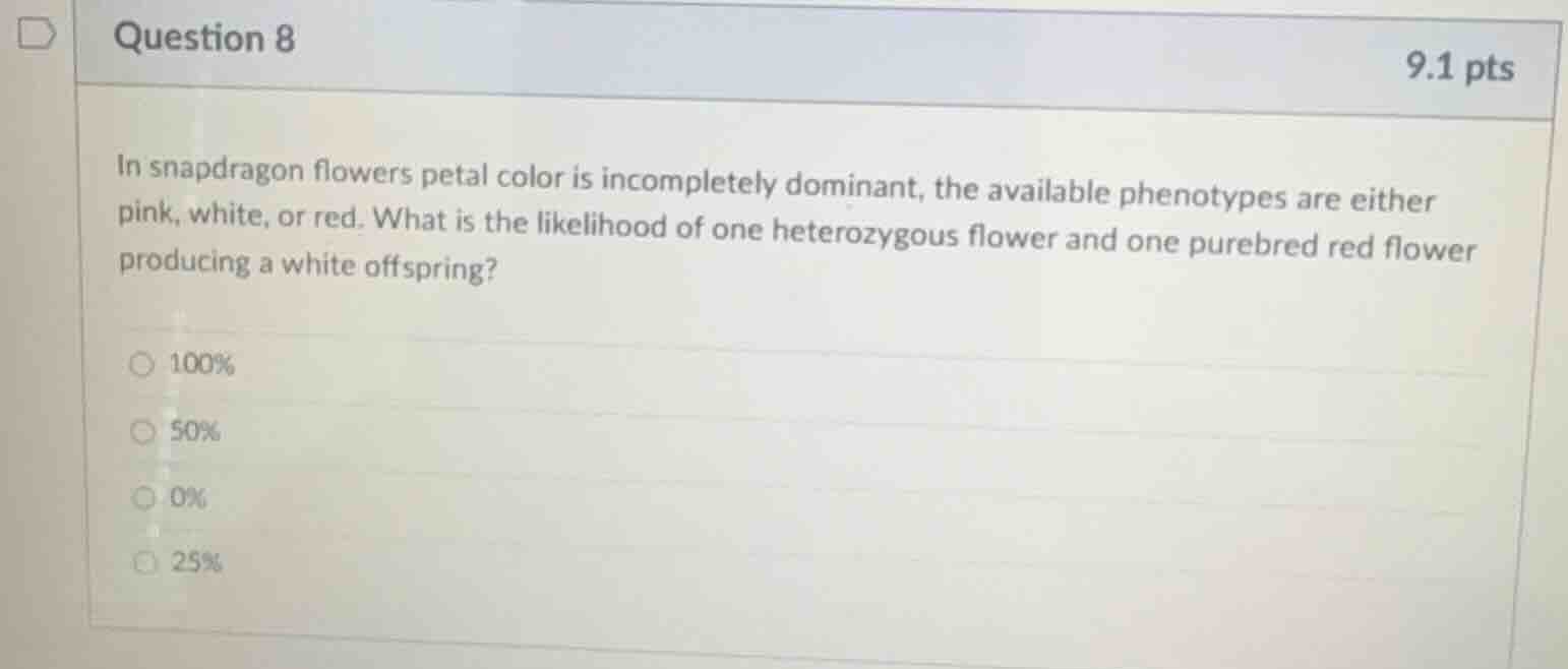 question 8 9.1 pts in snapdragon flowers petal color is incompletely do…