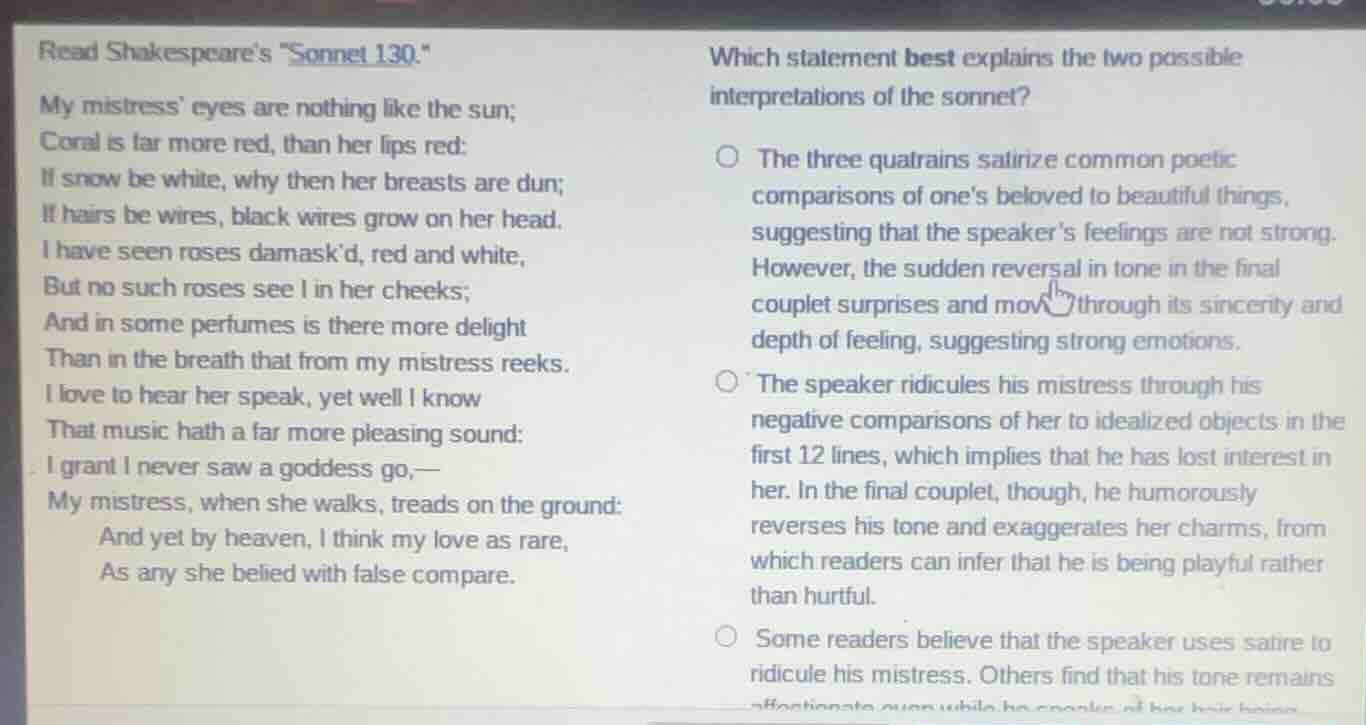 read shakespeares \sonnet 130.\ my mistress’ eyes are nothing like the …