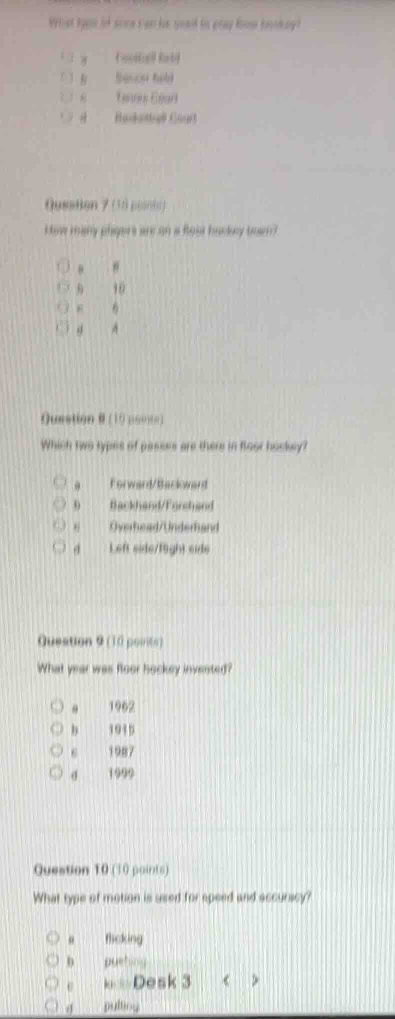 what type of area can be used to play floor hockey? a football field b …