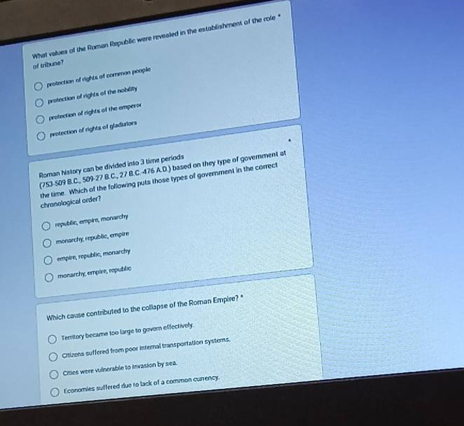 what values of the roman republic were revealed in the establishment of…