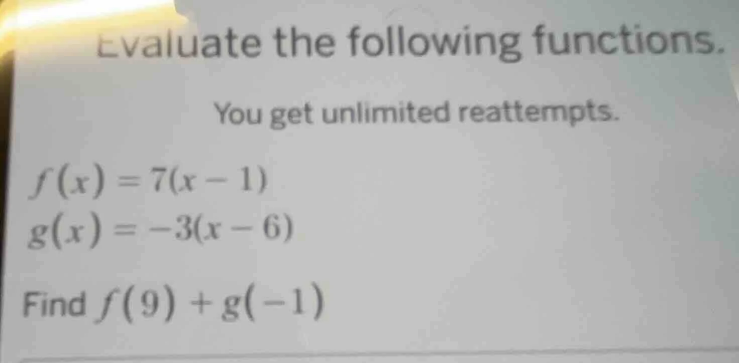 evaluate the following functions. you get unlimited reattempts. $f(x) =…