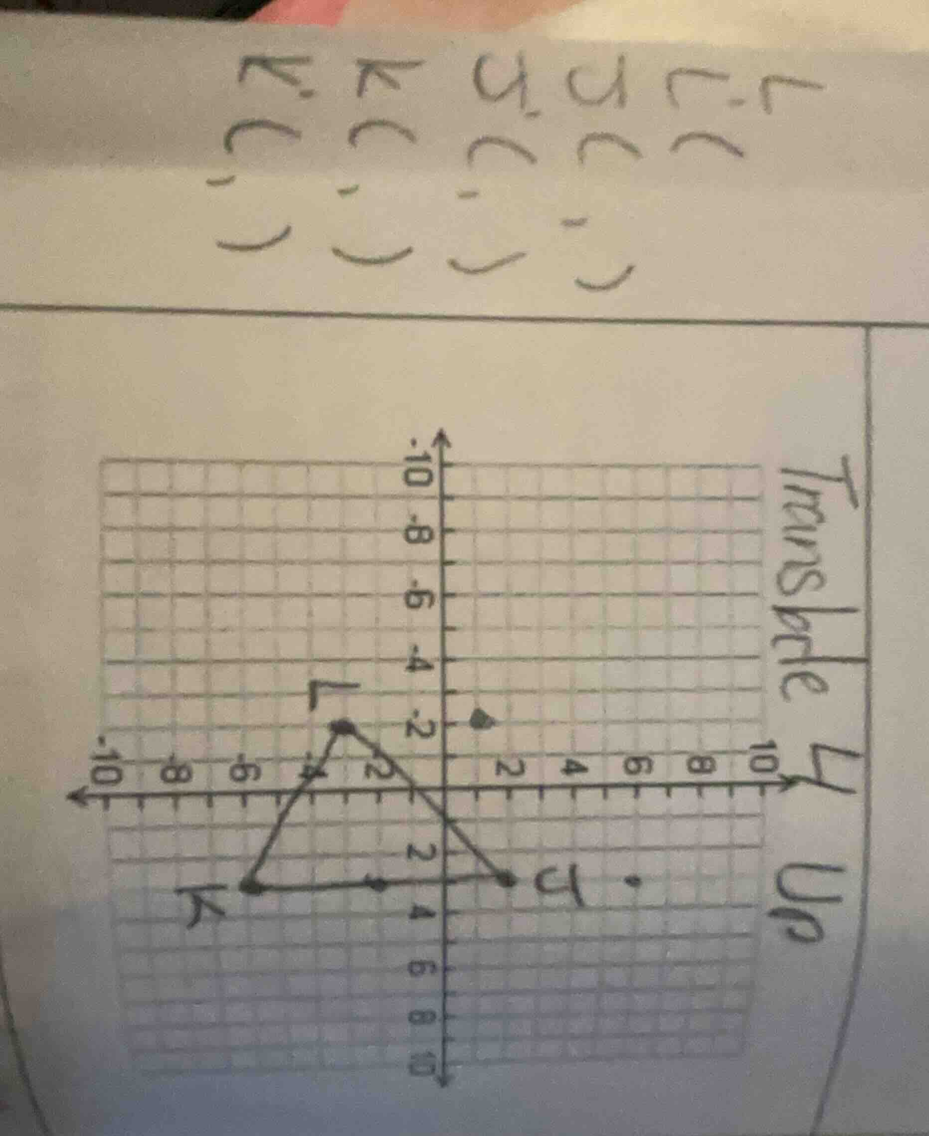 translate up (the chart is a coordinate grid with a triangle and some p…