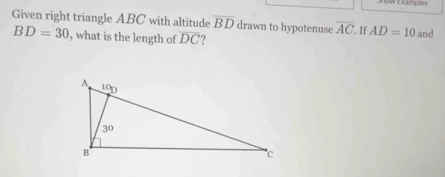 given right triangle abc with altitude \\(\\overline{bd}\\) drawn to hy…