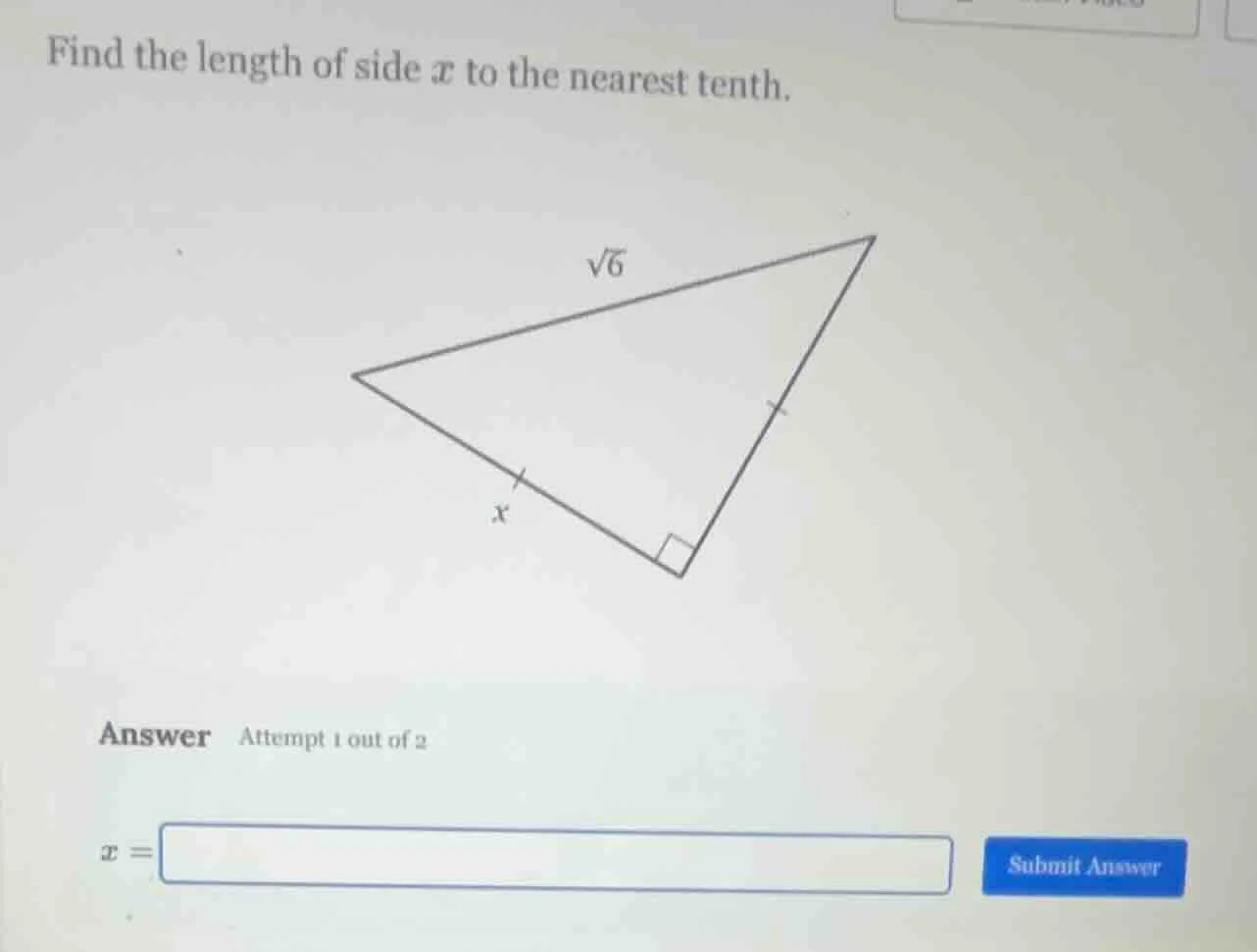find the length of side ( x ) to the nearest tenth. answer attempt 1 ou…