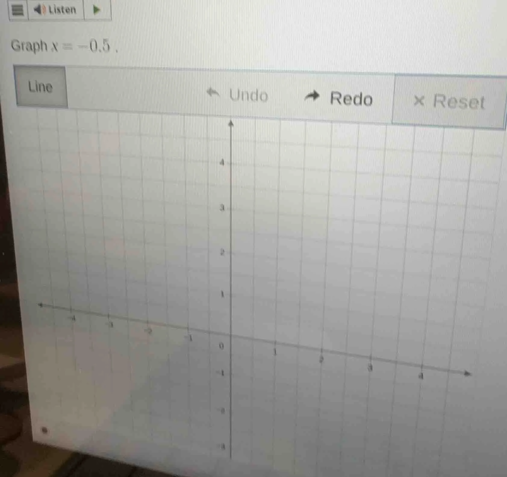 graph $x = -0.5$.