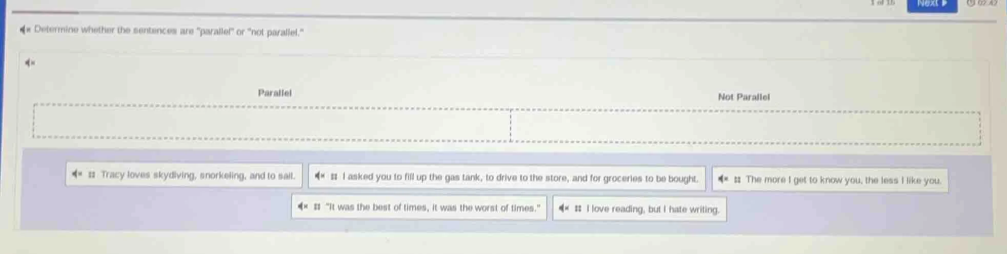 determine whether the sentences are \parallel\ or ot parallel.\ paralle…
