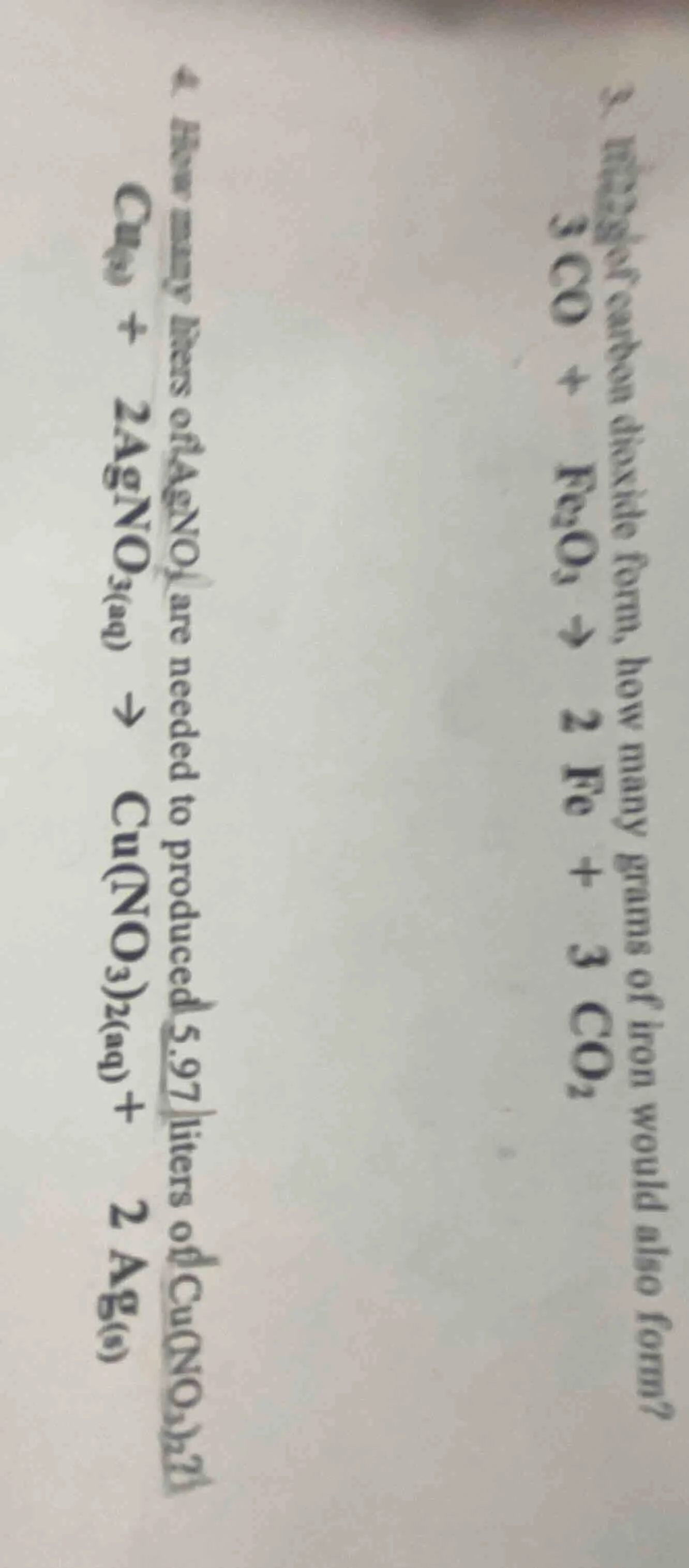 2. how many grams of carbon dioxide form, how many grams of iron would …