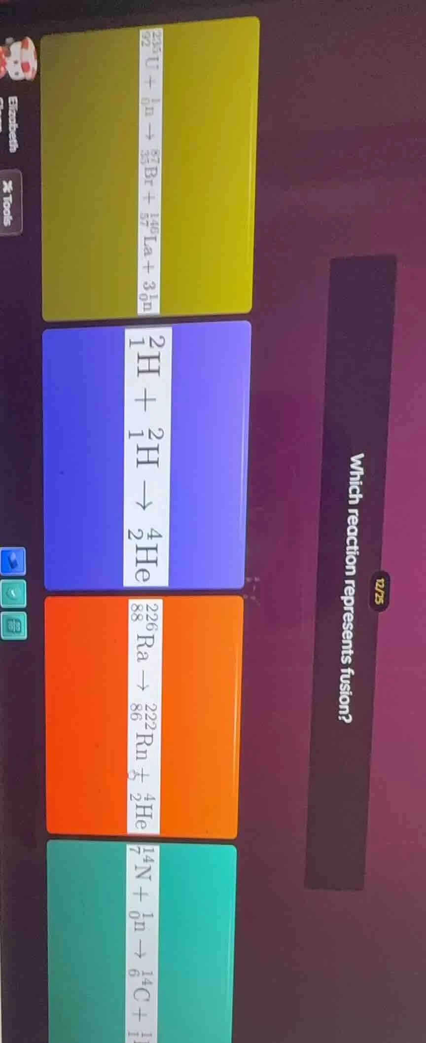 which reaction represents fusion?