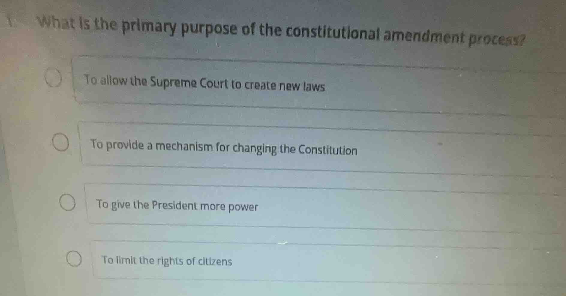 what is the primary purpose of the constitutional amendment process? to…