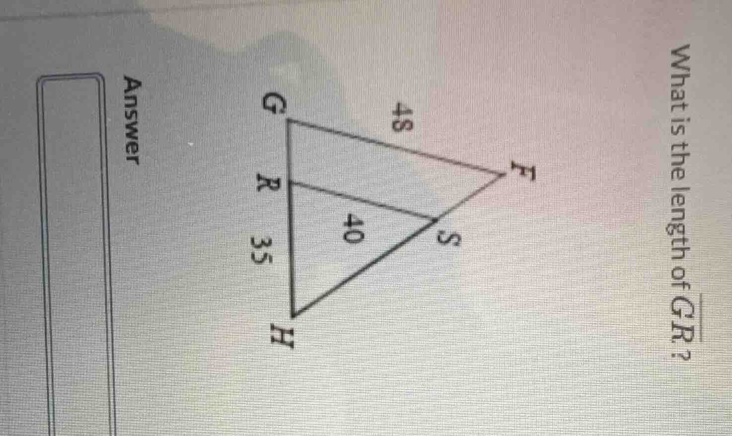 what is the length of \\(\\overline{gr}\\)? (the image shows a triangle…