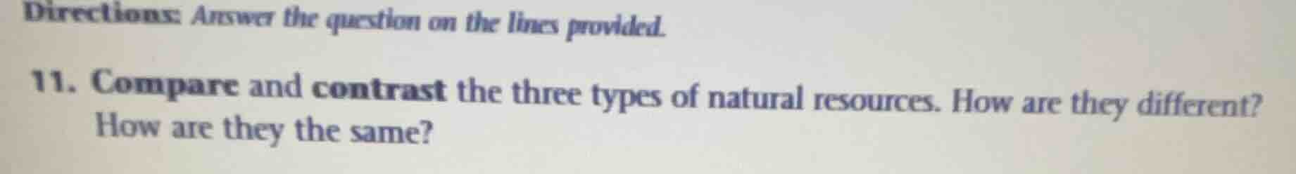 directions: answer the question on the lines provided. 11. compare and …