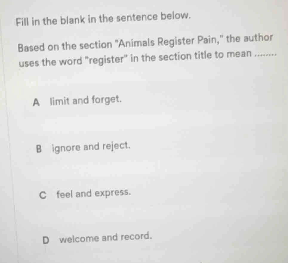 fill in the blank in the sentence below. based on the section \animals …
