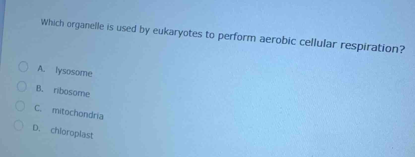 which organelle is used by eukaryotes to perform aerobic cellular respi…