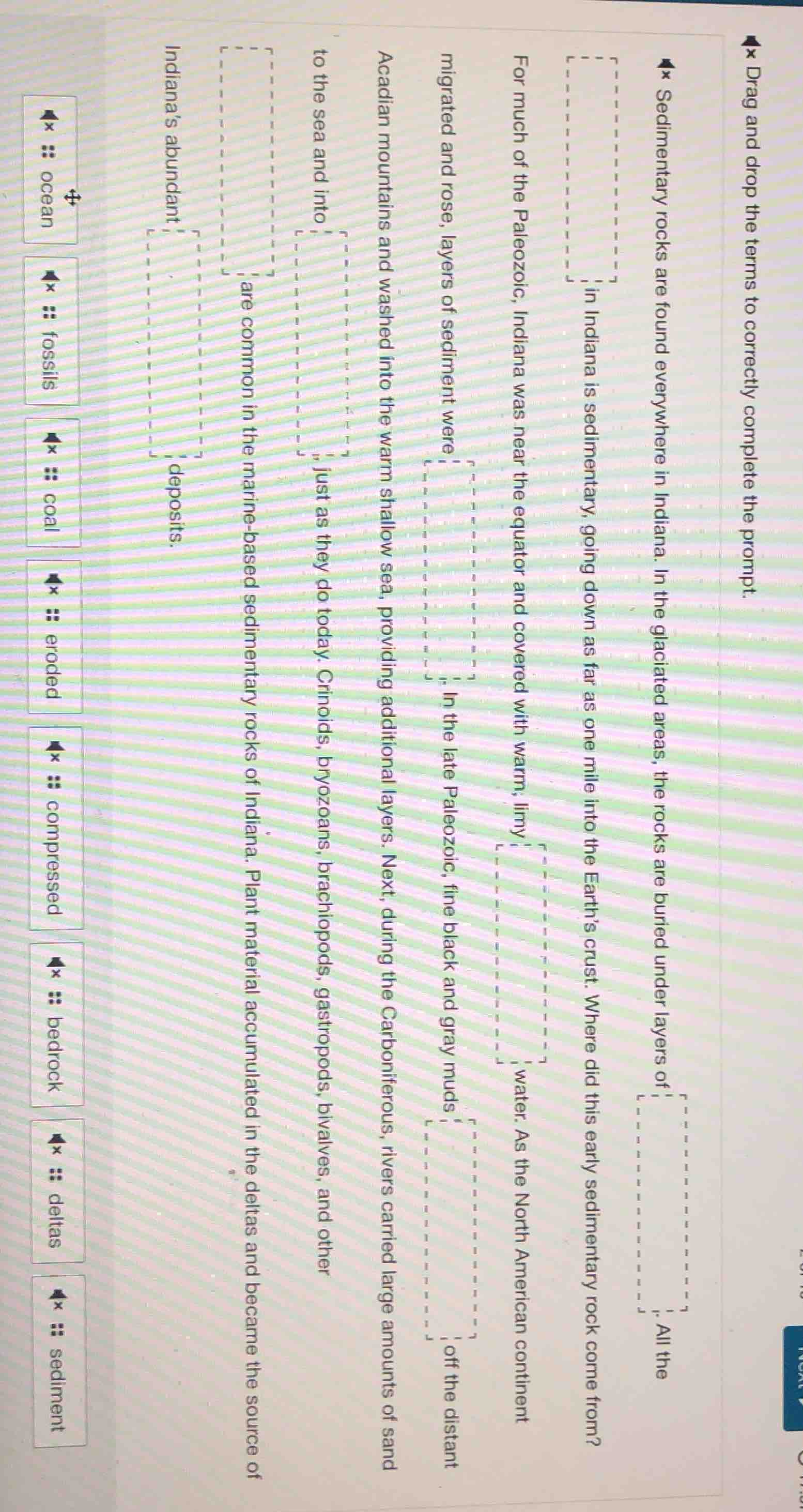 drag and drop the terms to correctly complete the prompt. sedimentary r…