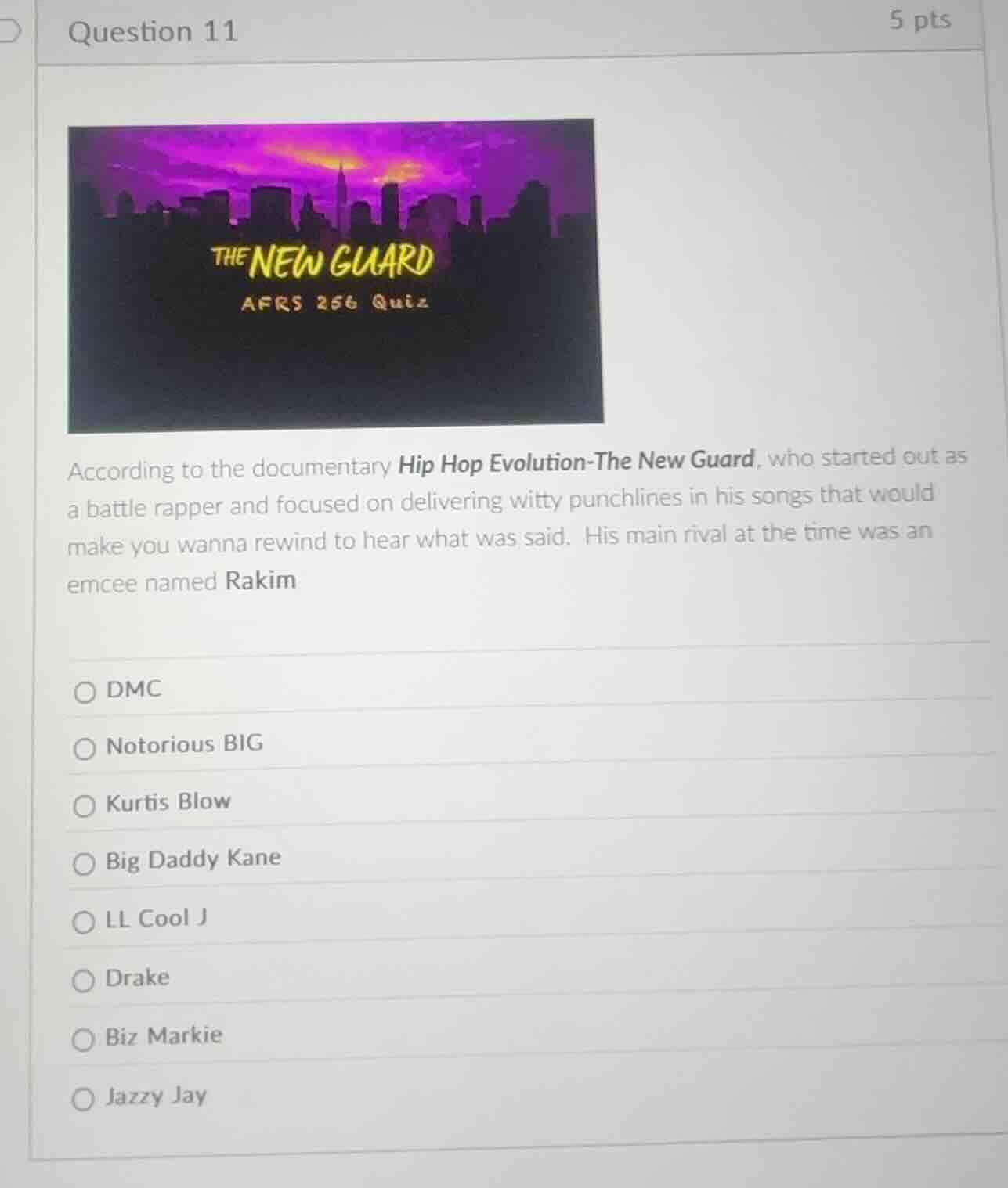 question 11 5 pts according to the documentary hip hop evolution - the …