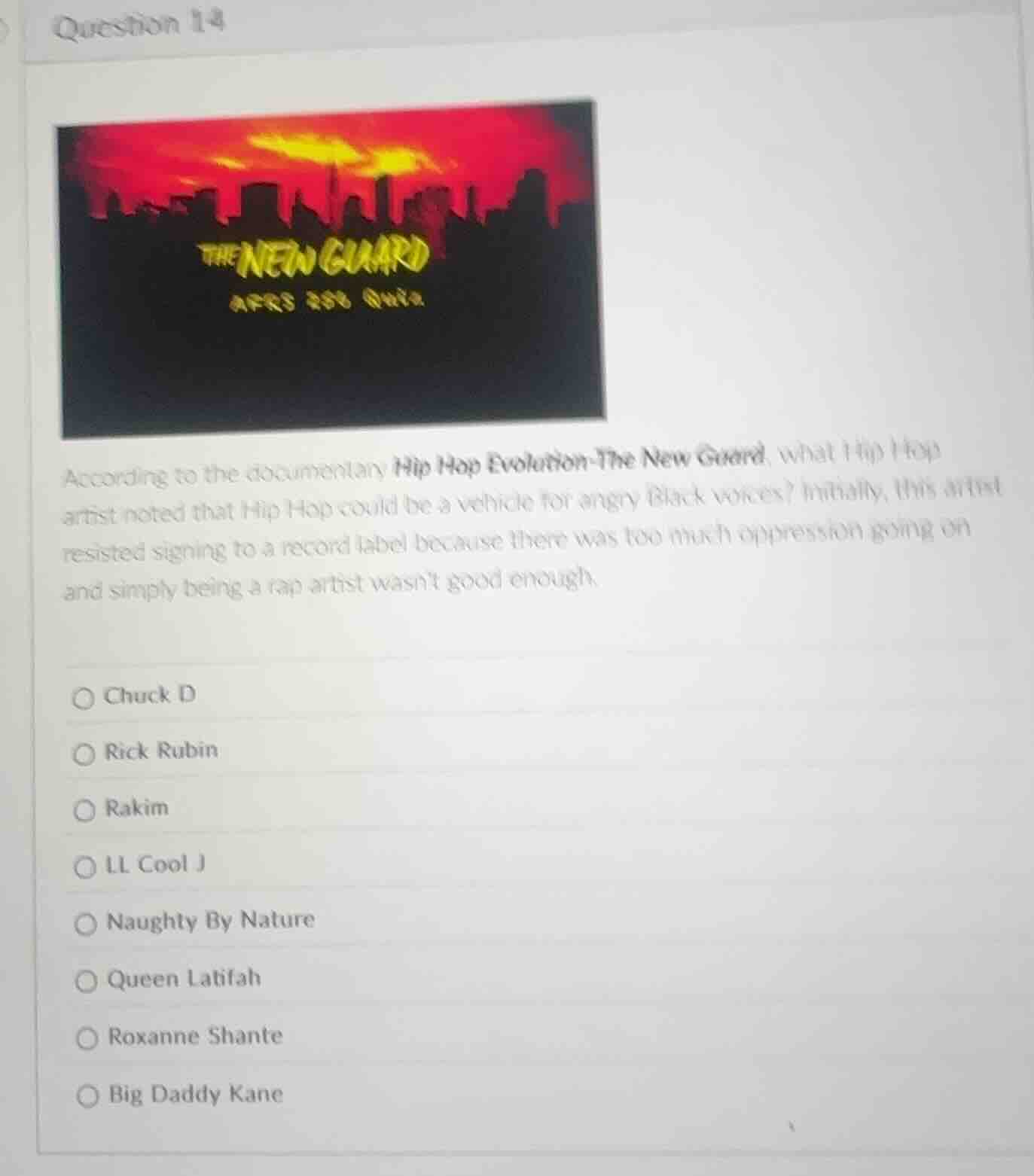 question 14 according to the documentary hip hop evolution - the new gu…