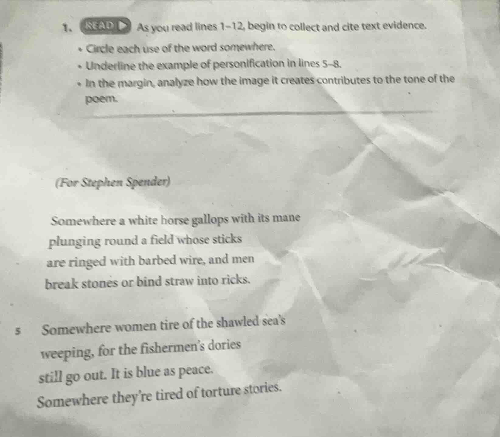 1. read as you read lines 1–12, begin to collect and cite text evidence…