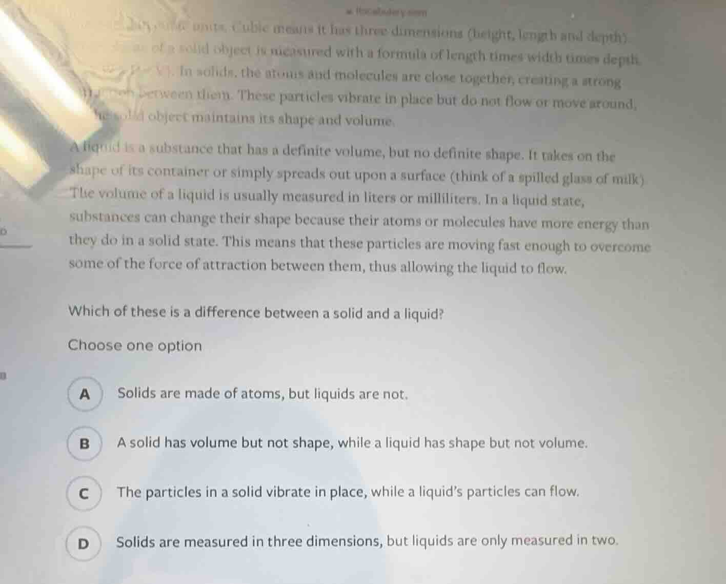 cubic means it has three dimensions (height, length and depth). of a so…