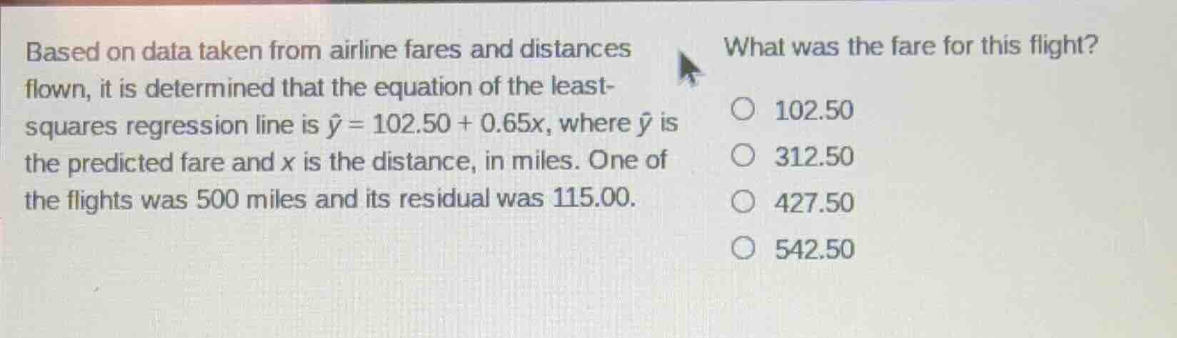 based on data taken from airline fares and distances flown, it is deter…
