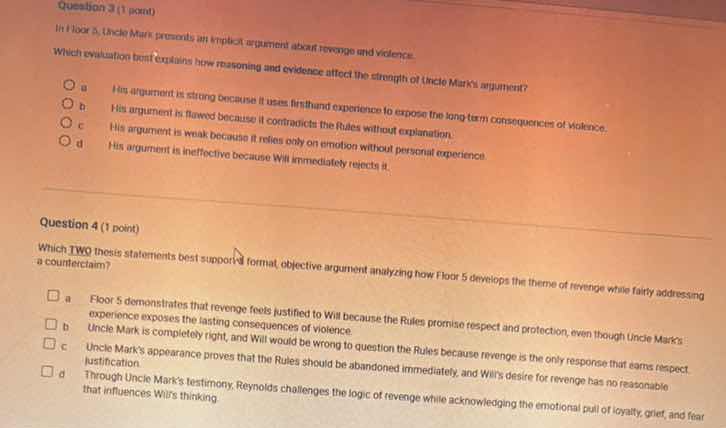 question 3 (1 point) in floor 5, uncle mark presents an implicit argume…
