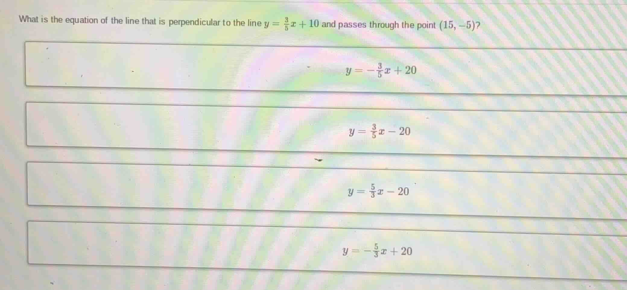 what is the equation of the line that is perpendicular to the line $y =…