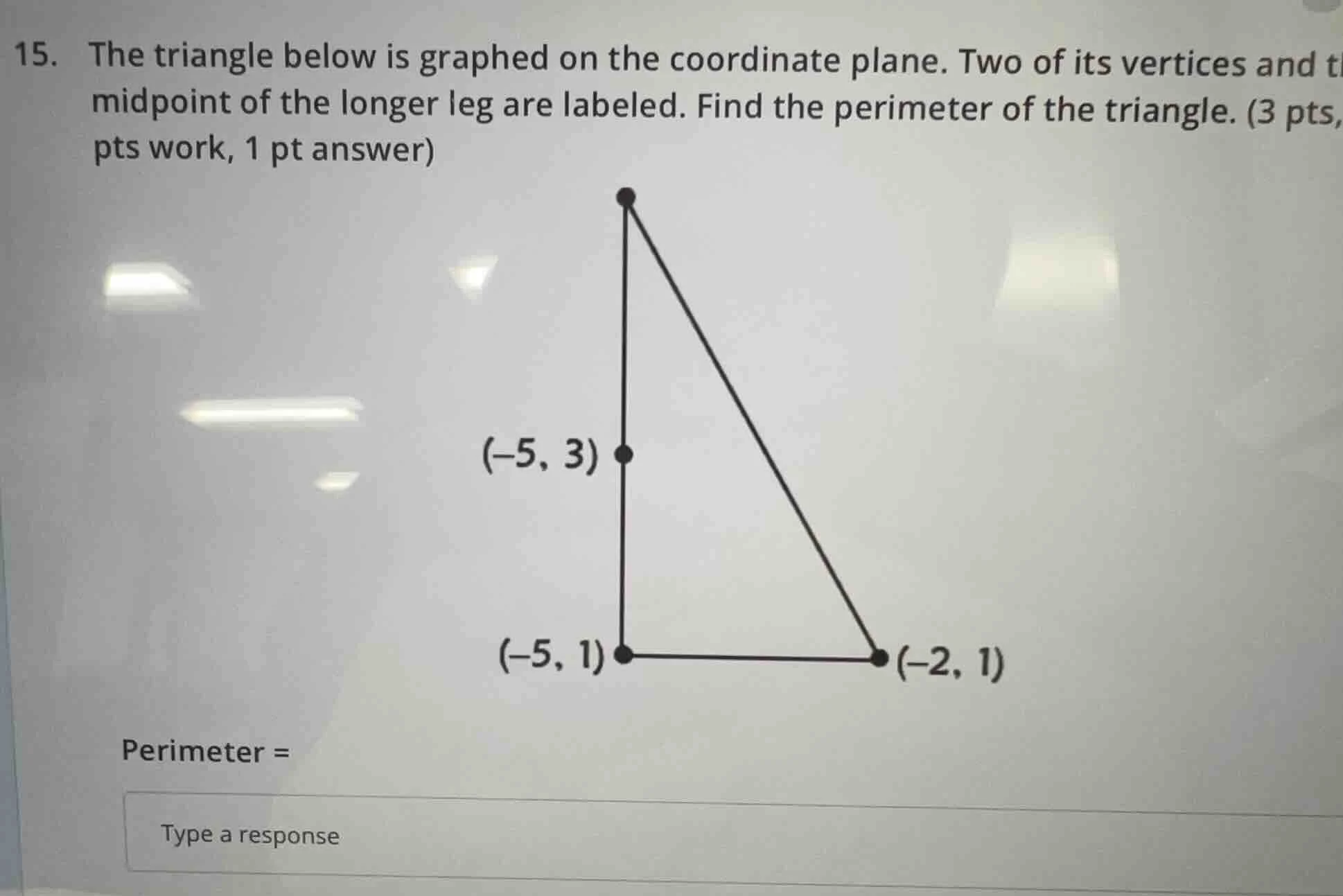 15. the triangle below is graphed on the coordinate plane. two of its v…